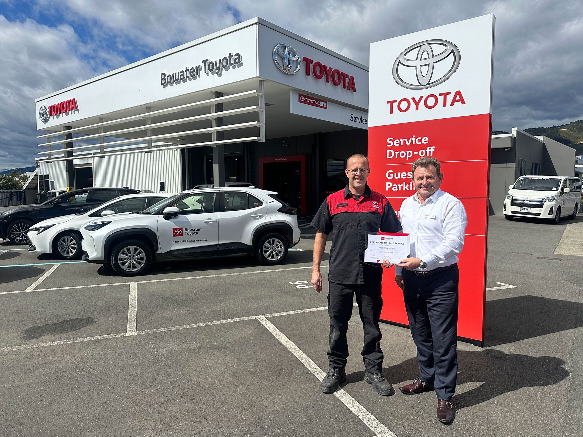 Jason and Tony outside Bowater Toyota